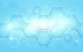 Blue abstract hexagons technology digital hi tech concept background