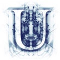 Blue Abstract Letter U