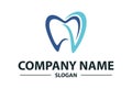 Blue Abstract Line Tooth Dental Clinic Logo Design Concept