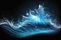 blue abstract liquid wave background with light rays and shining stars Royalty Free Stock Photo