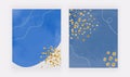 Blue abstract mid century design covers with watercolor shapes. glitter confetti