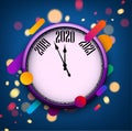 Blue abstract 2020 new year background with clock Royalty Free Stock Photo