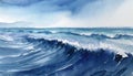 Blue abstract ocean seascape. Surface of the sea.generative AI Royalty Free Stock Photo