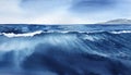 Blue abstract ocean seascape. Surface of the sea. Water waves in watercolor style. Nature background Royalty Free Stock Photo
