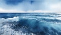 Blue abstract ocean seascape. Surface of the sea. Water waves in watercolor style. Nature background.generative AI Royalty Free Stock Photo