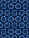 Indigo blue abstract organic cut dotty circles. Vector pattern seamless background. Hand drawn textured style. Polka dot Royalty Free Stock Photo