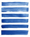 Watercolor. Blue abstract painted ink strokes set on watercolor paper. Ink strokes. Flat kind brush stroke. Royalty Free Stock Photo