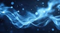 Blue abstract particle wave flowing data stream Royalty Free Stock Photo