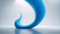 a blue abstract sculpture with a long curved shape