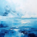 Blue Abstract Seascape: A Monochromatic Landscape Of Sparkling Water Reflections