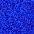 Blue abstract shaps seamless texture, isolated deep blue background.