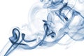 Blue abstract smoke from the aromatic sticks on a white background. Royalty Free Stock Photo