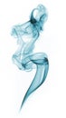 Blue abstract smoke from the aromatic sticks on a white background. Royalty Free Stock Photo