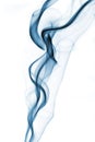 Blue abstract smoke from the aromatic sticks on a white background. Royalty Free Stock Photo