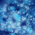 Blue abstract snow falling winter christmas holiday background Royalty Free Stock Photo