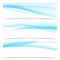 Blue abstract soft smoke futuristic lines cards collection