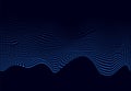 Blue abstract soundwave for web banner. 3D glowing musical wave of particles. Vector illustration eps10