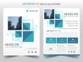 Blue abstract square annual report Brochure design template vector. Royalty Free Stock Photo