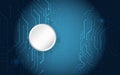 Blue abstract technology background with circuit lines and a central circular interface element, representing digital innovation, Royalty Free Stock Photo