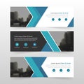 Blue abstract triangle corporate business banner template, horizontal advertising business banner layout template flat design set Royalty Free Stock Photo