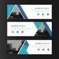 Blue abstract triangle corporate business banner template, horizontal advertising business banner layout template flat design set Royalty Free Stock Photo