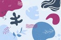 Blue abstract undersea doodle background. Texture sea pattern. Modern summer art design. Minimal ocean poster Royalty Free Stock Photo