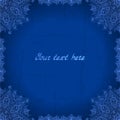 Blue abstract vector background. Lace border frame