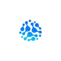 Blue abstract water drop icon. Molecular compound, chemical reaction. Abstract shape, Isolated logo, unusual sillhoutte Royalty Free Stock Photo