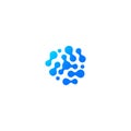 Blue abstract water drop icon. Molecular compound, chemical reaction. Abstract shape, Isolated logo, unusual sillhoutte Royalty Free Stock Photo