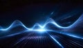 Blue abstract wave light background with lights waving from sides