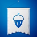 Blue Acorn icon isolated on blue background. White pennant template. Vector Royalty Free Stock Photo