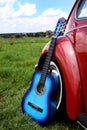 Blue acoustic guitar