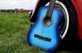 Blue acoustic guitar