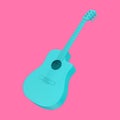 Blue Acoustic Guitar in Duotone Style. 3d Rendering Royalty Free Stock Photo