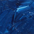 Blue acrylic background with brush strokes. Artistic oil texture. Square creative backdrop