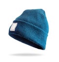 Blue acrylic winter hat isolated on white background Royalty Free Stock Photo