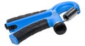 Blue adjustable hand expander wrist trainer with black pads and metal spring Royalty Free Stock Photo