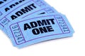 Blue admit one movie ticket isolated white background