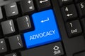 Blue Advocacy Keypad on Keyboard. 3D.