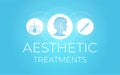 Blue Aesthetics Treatments Illustration Background for Dermatology, Plastic Surgeries and Face Lifting