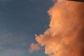 Orange cloud in the blue sky and the moon Royalty Free Stock Photo