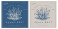 Blue agave vintage logo tequila template Royalty Free Stock Photo