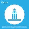Blue Agbar tower icon isolated on blue background. Barcelona, Spain. White circle button. Vector
