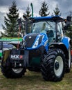 Blue agricultural tractor.