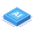 Blue ai microchip representing artificial intelligence technology Royalty Free Stock Photo