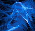Blue air abstract blurred waves flow over black background. Abstract fractal background. 3d Royalty Free Stock Photo