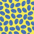 Blue air balloons seamless pattern on yellow Royalty Free Stock Photo
