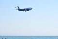 Blue air - Boening 737-Airplane over the sea