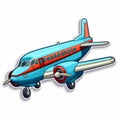 Quirky Cartoonish Vintage Airplane Sticker With White Border