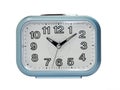 Blue alarm clock in direct view